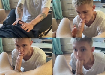 Twink sucks on his boyfriend’s cock
