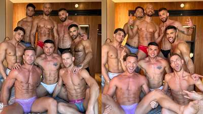 Thiago Lazzarato, Kaden Hylls, PoloxxxFans, Axel Rockham, Harold Lopez, Carlos Magati, Sumner Blayne and Liam Galty have an orgy