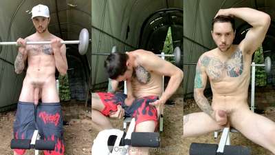 Jake Hart jerks off on the weight bench Jake Hart jerks off on the weight bench