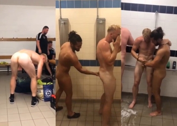 Fooling around in the locker room