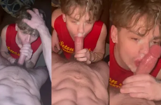 Twink sucks a cock and gets rewarded with a big facial
