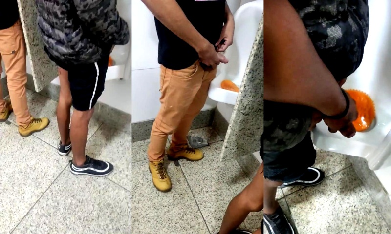 Checking out cocks at the public urinals Checking out cocks at the public urinals