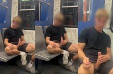 Fit guy shoots a load on the train