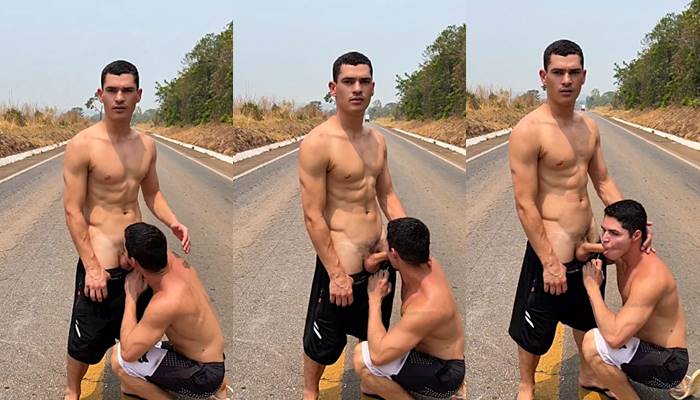 Sucking cock in the middle of the road – a clip – with Caio Alvarenga