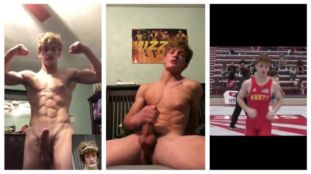Twink wrestler jerks off
