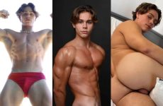 Cute fit twink shows off his body while he strokes his dick