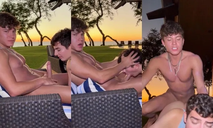 Kayleb Alexander sucks Drake Von at sunset before his fucking