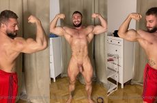 Working out and flexing nude – Brock Magnus (BrockMuscle)