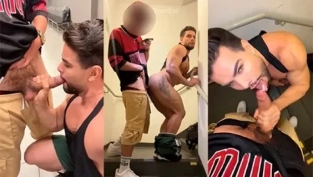 Vitao Grandao fucks Rico Marlon in the locker room stairwell Vitao Grandao fucks Rico Marlon in the locker room stairwell