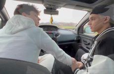 Samuele Cunto (sexysamu) and Kevin Guastella (hotkev) jerk and fool around in the car