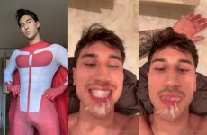 Evan Lamicella jerks off in the car and later gives himself a facial