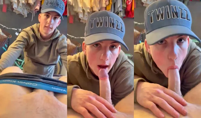 Twink sucks on a cock