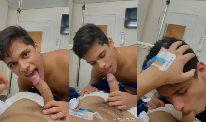 Twink gives his buddy a blowjob in the hospital – with Rick Duart