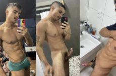 Renan Franco jerks off in the bathroom