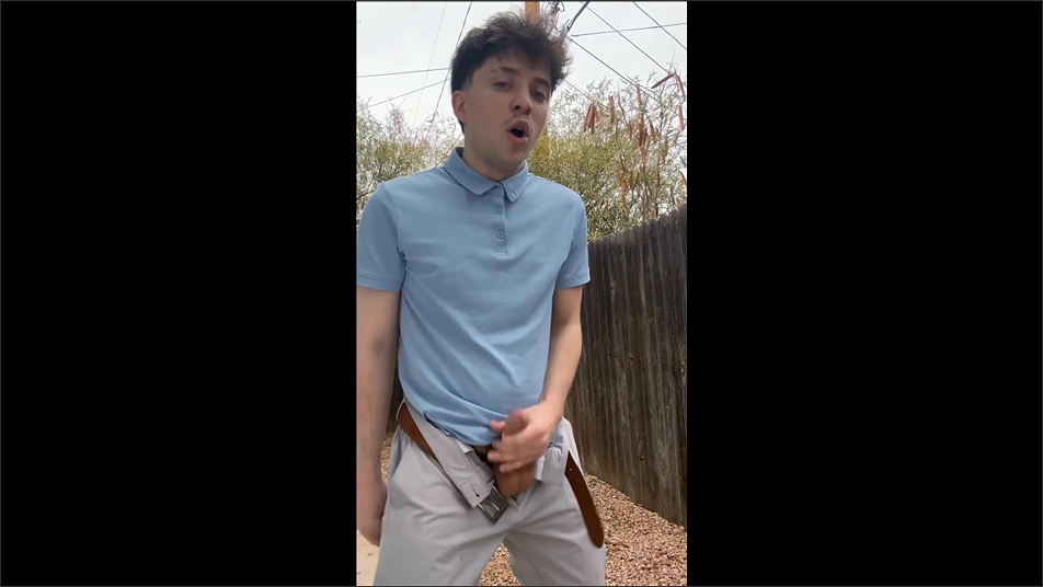 Tristan West jerks off in the back yard