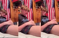 Blonde twink drinks his own piss