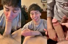 Twink sucks on his buddy’s thick cock