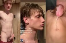 Bad boy twink slowly jerks his cock