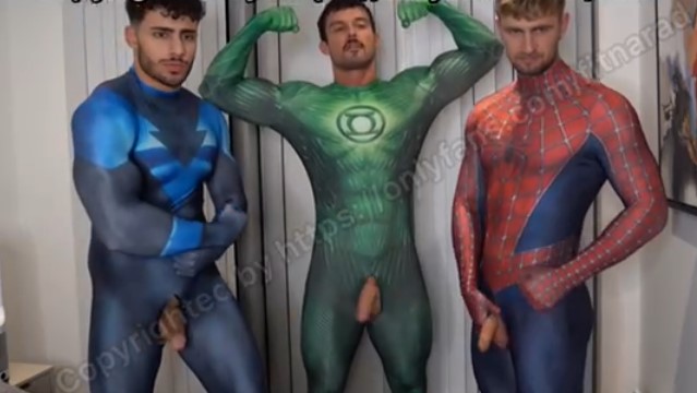 FitNard, MrMuscle, and DaanMr jerk off while in costumes FitNard, MrMuscle, and DaanMr jerk off while in costumes