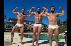 Getting rubbed down by two muscle hunks and flexing together – Nick Pulos (modern_spartan)