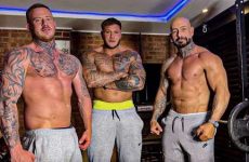Lads being naughty during training – Big Liam, Steven Barrett and StackedBigG jerk off