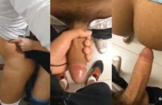 Latin guy gets fucked in the public restroom