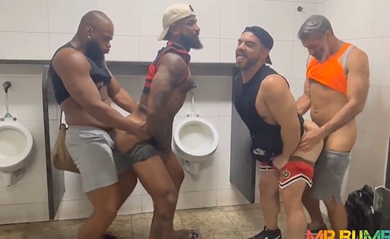 A Brazilian group fuck in the public bathroom – Mr.BumBum