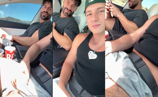 TikToker Tony Lopez (OnlyTonyLopez) and Nicolli Lerikos – fooling around with our cocks on a roadtrip