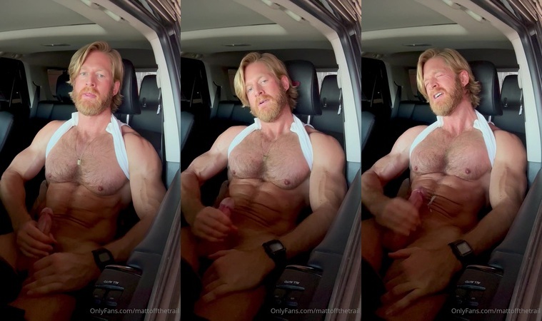 Jerking off in my car and shooting a load over my muscular body – Matthew Dubbe (mattoffthetrail)