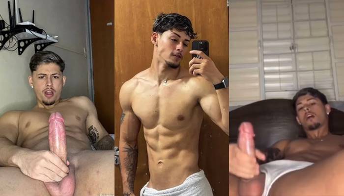 Alex Mendes jerks off after a workout