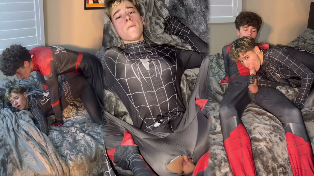 RayneTwink gets fucked by Silas Brooks while still in his spiderman costume