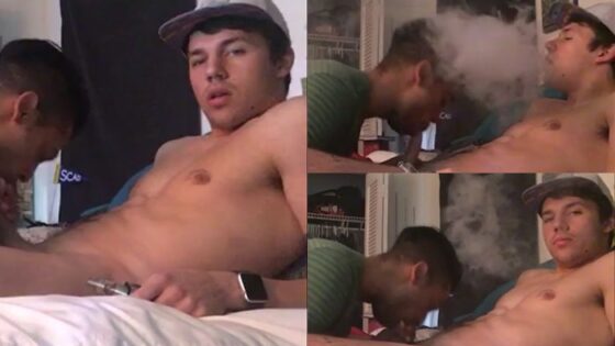 College kid vapes while getting a blowjob