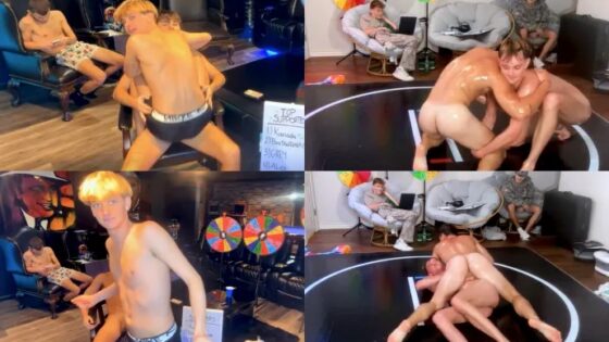 Naked, oiled wrestling