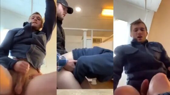Young guy gets fucked in the public bathroom