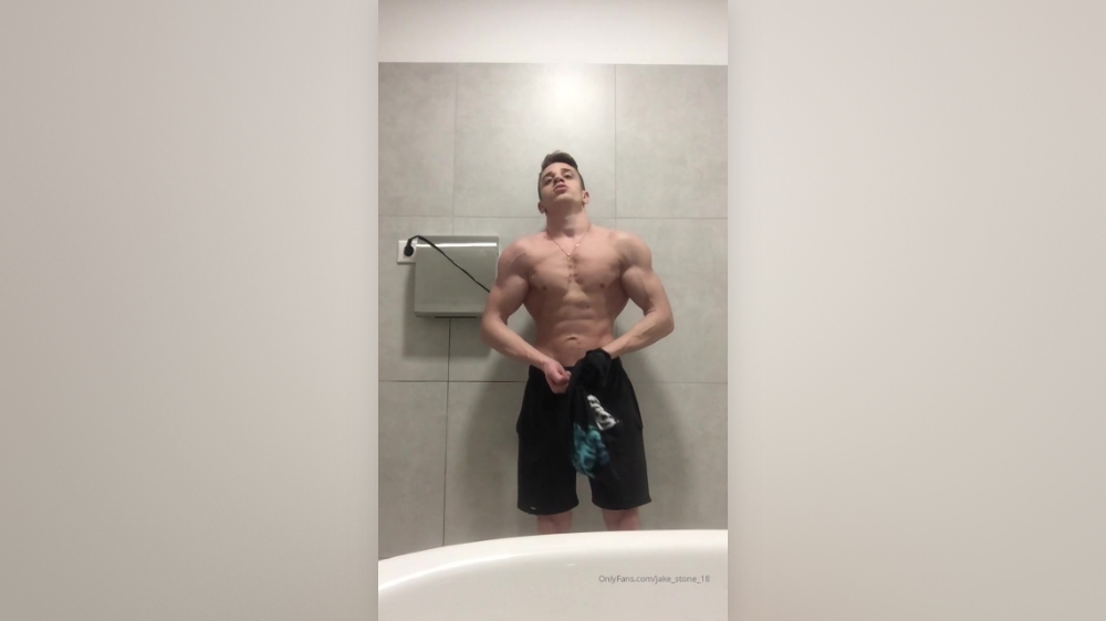 Showing off my muscles after a workout Jake Stone