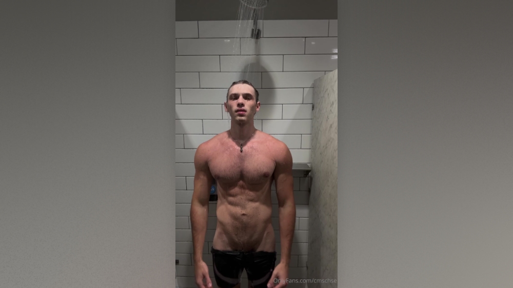 Showing off my muscular body in the gym shower Chase Stobbe