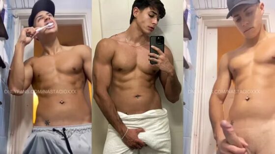 Nastacioxxx jerks off while brushing his teeth