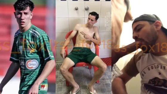 Young footballer gets a blowjob in the bathroom