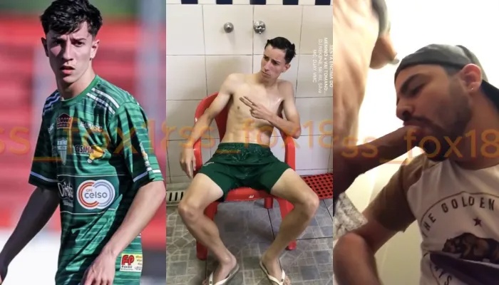 Young footballer gets a blowjob in the bathroom