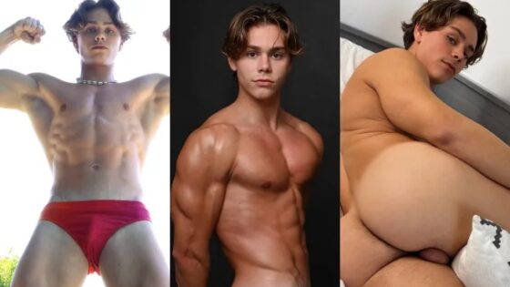 Fit twink shows off his cock and body