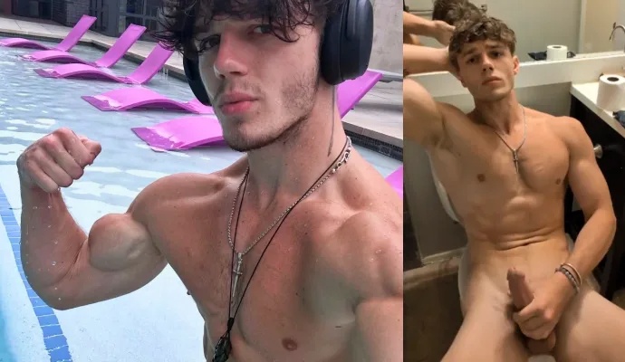 Young tiktoker stud jerks off in the bathroom