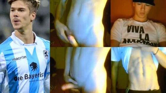 Soccer heartrob strips down and jerks off