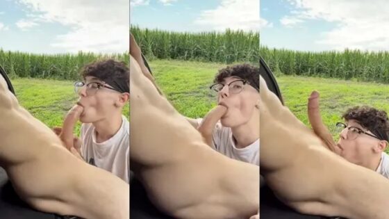 Twink Riley gets a blowjob in the car