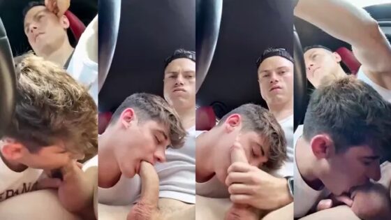 Close up of a twink giving road head