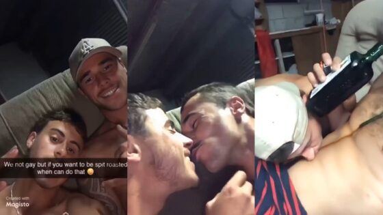 Two drunk guys fool around