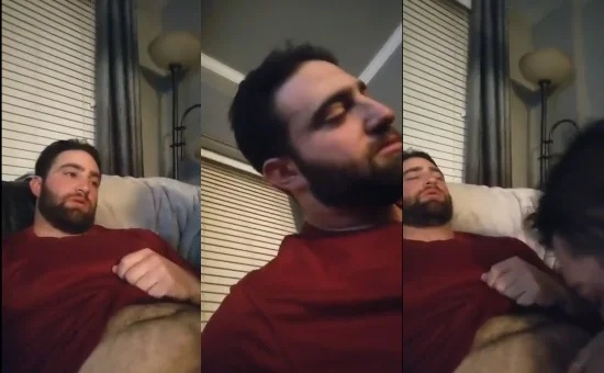 Beefy guy gets a blowjob