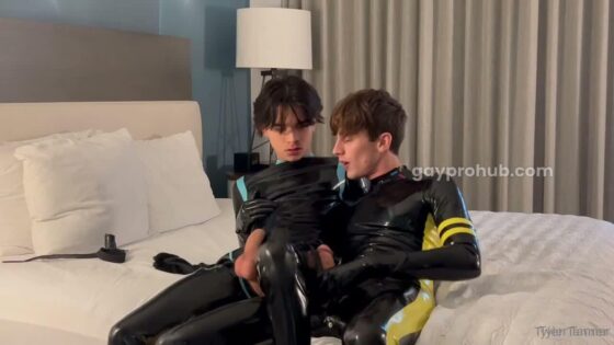 Tyler Tanner has sex in latex with an Asian twink
