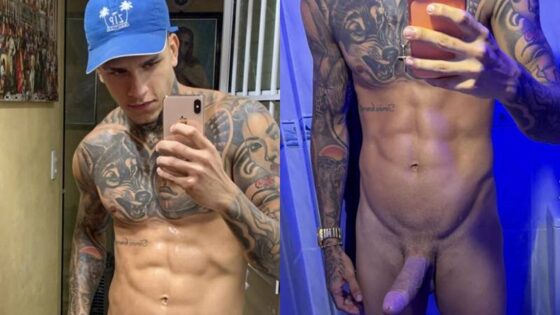 Junior Honorato shows off and plays with his big cock
