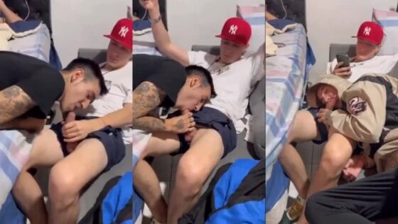 Jock sucks cock in the dorm