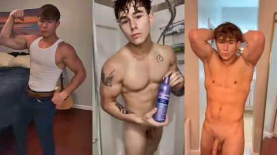 Fitness stud shows off his body and takes a shower